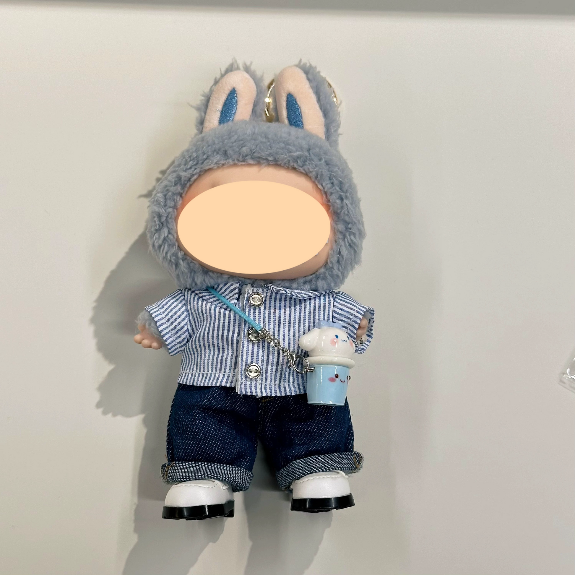 Clothes for Labubu（No doll）17cm-Blue striped suit