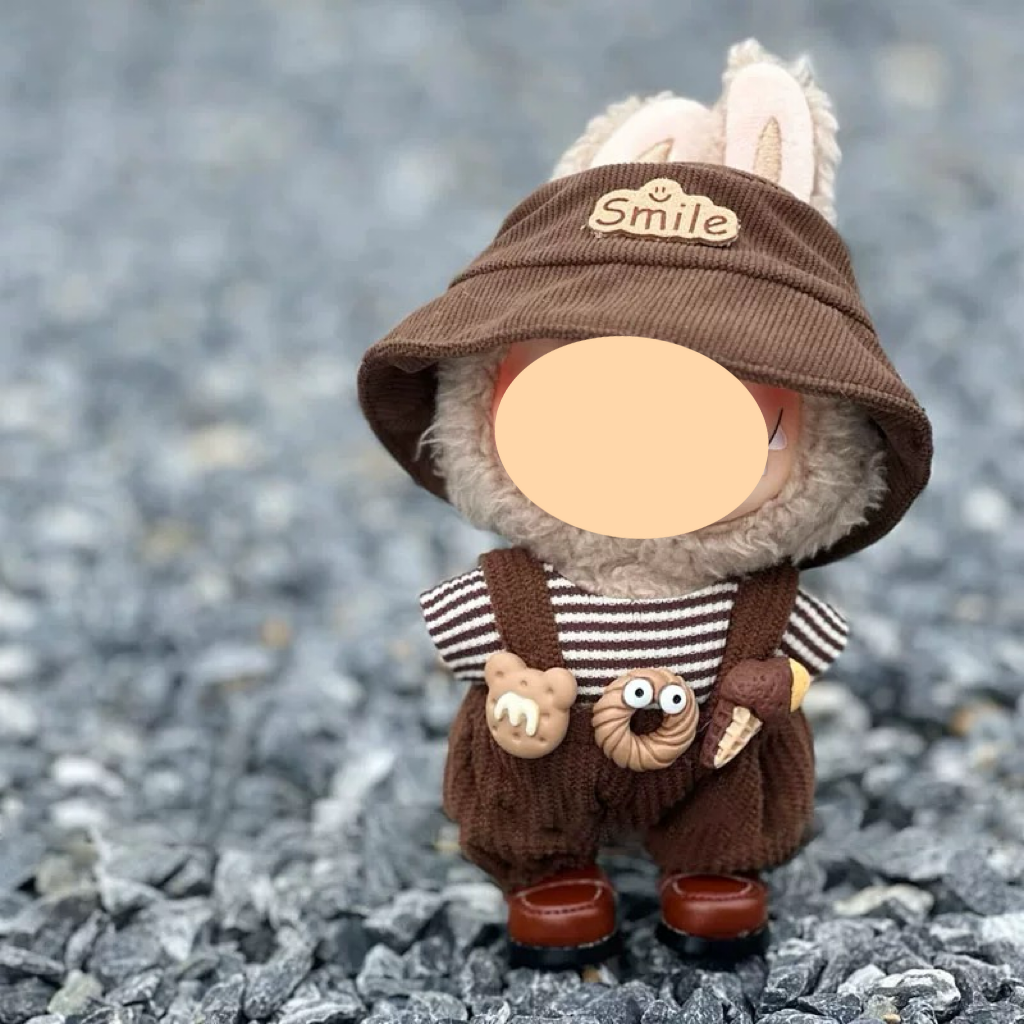 Clothes for labubu(No doll) 17cm-Cookie ice cream set+coffee colored leather shoes