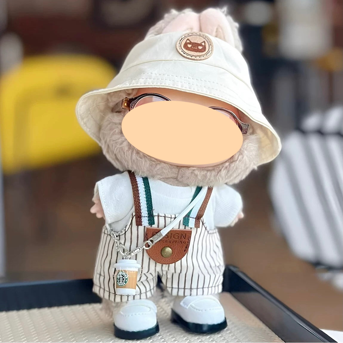 Clothes for labubu(No doll)-Striped overalls