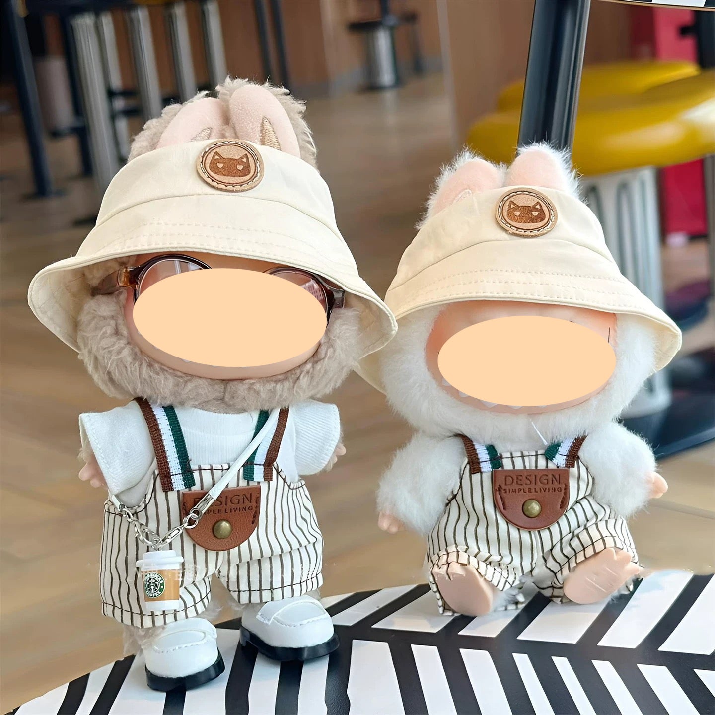 Clothes for labubu(No doll)-Striped overalls