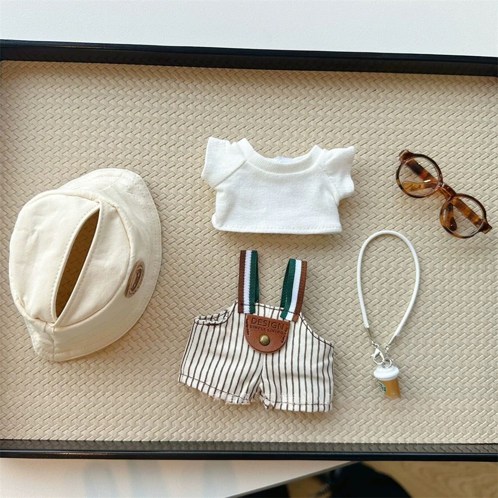 Clothes for labubu(No doll)-Striped overalls