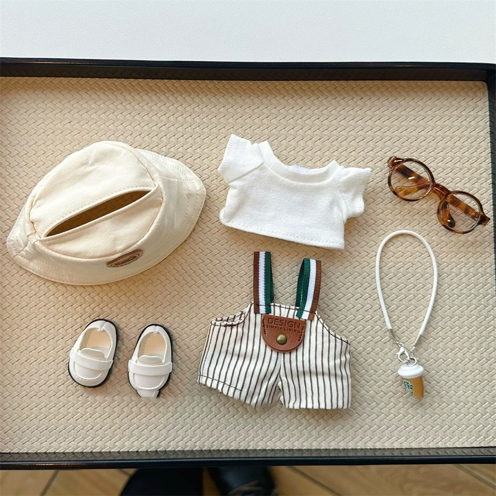 Clothes for labubu(No doll)-Striped overalls