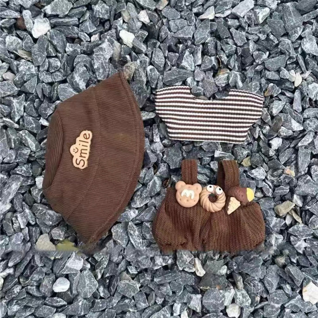 Clothes for labubu(No doll) 17cm-Cookie ice cream set+coffee colored leather shoes